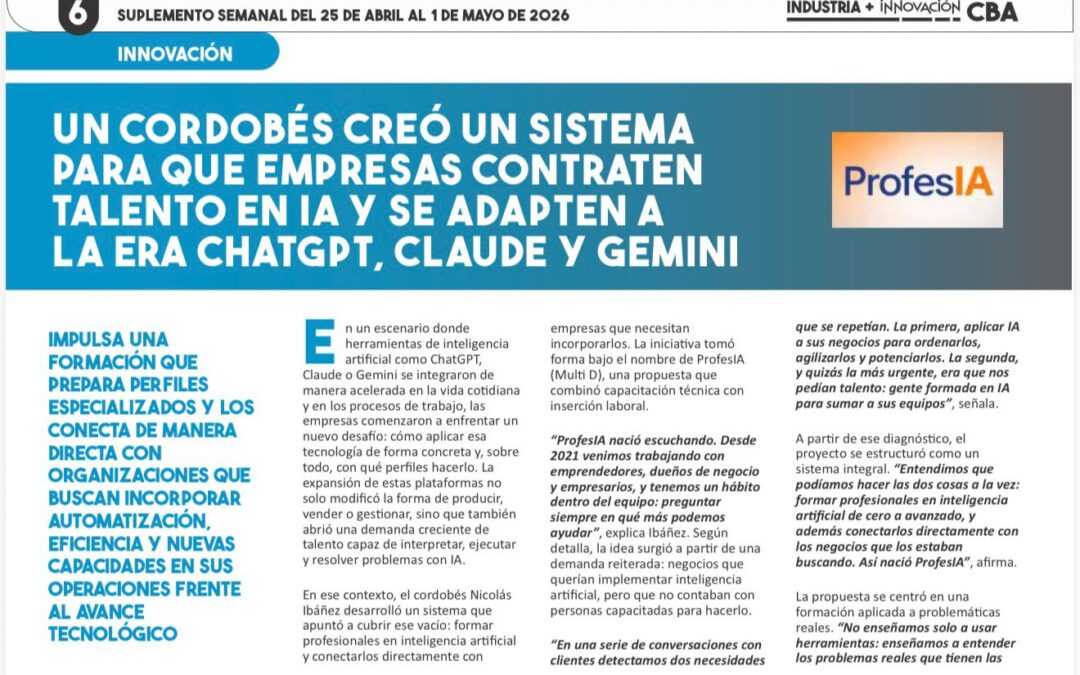 Nico Ibañez, creador de ProfesIA, fue entrevistado por Diario Puntal
